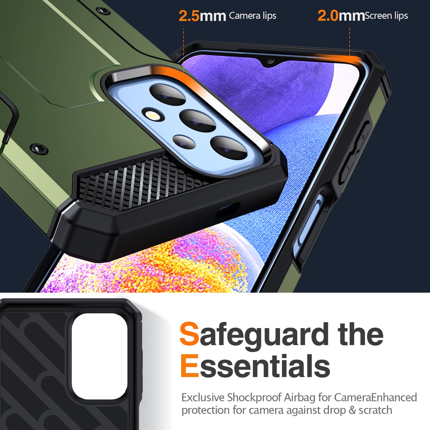 For Samsung Galaxy A23 4G / A23 5G (Global Version) / A13 4G / A13 5G / M13 5G / A04 4G / A04s 4G / A32 5G / M32 5G TPU+PC Phone Cover Kickstand Case