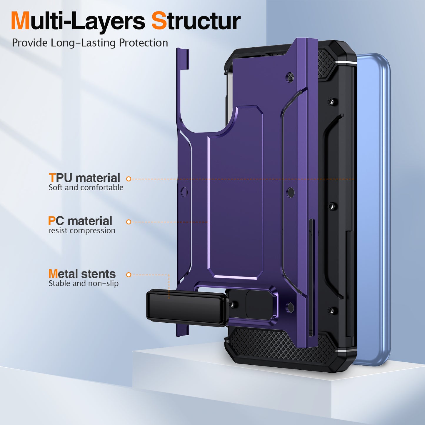 For Samsung Galaxy A23 4G / A23 5G (Global Version) / A13 4G / A13 5G / M13 5G / A04 4G / A04s 4G / A32 5G / M32 5G TPU+PC Phone Cover Kickstand Case