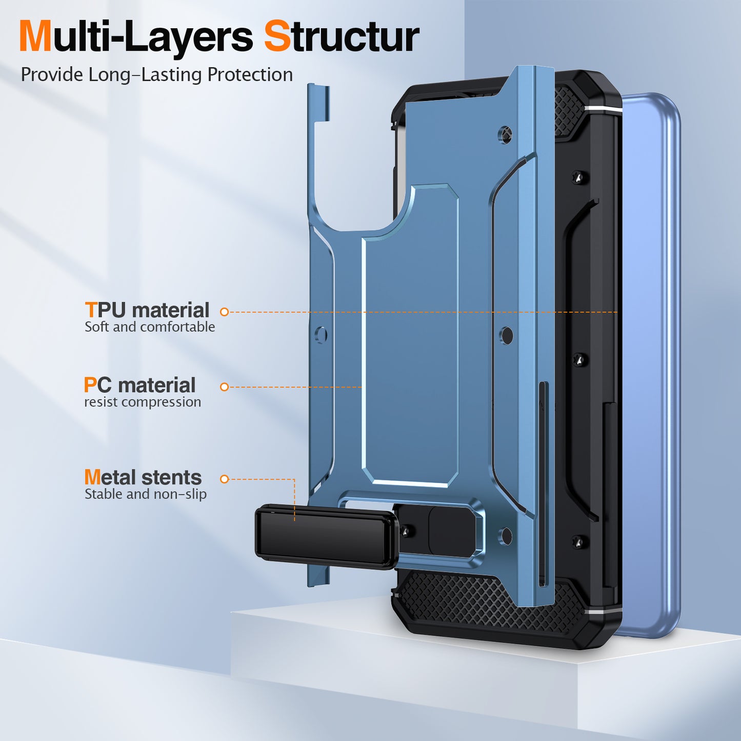 For Samsung Galaxy A23 4G / A23 5G (Global Version) / A13 4G / A13 5G / M13 5G / A04 4G / A04s 4G / A32 5G / M32 5G TPU+PC Phone Cover Kickstand Case