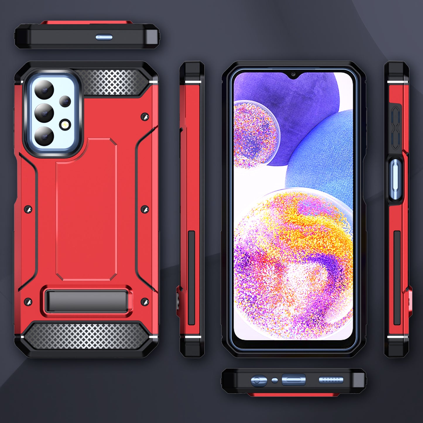 For Samsung Galaxy A23 4G / A23 5G (Global Version) / A13 4G / A13 5G / M13 5G / A04 4G / A04s 4G / A32 5G / M32 5G TPU+PC Phone Cover Kickstand Case