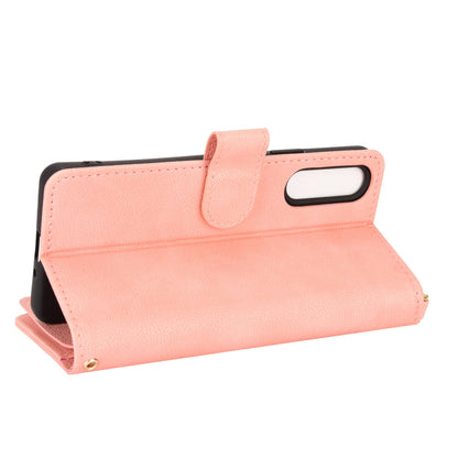 Zipper Pocket Phone Cover for Sony Xperia 10 V , Wallet PU Leather Stand Case
