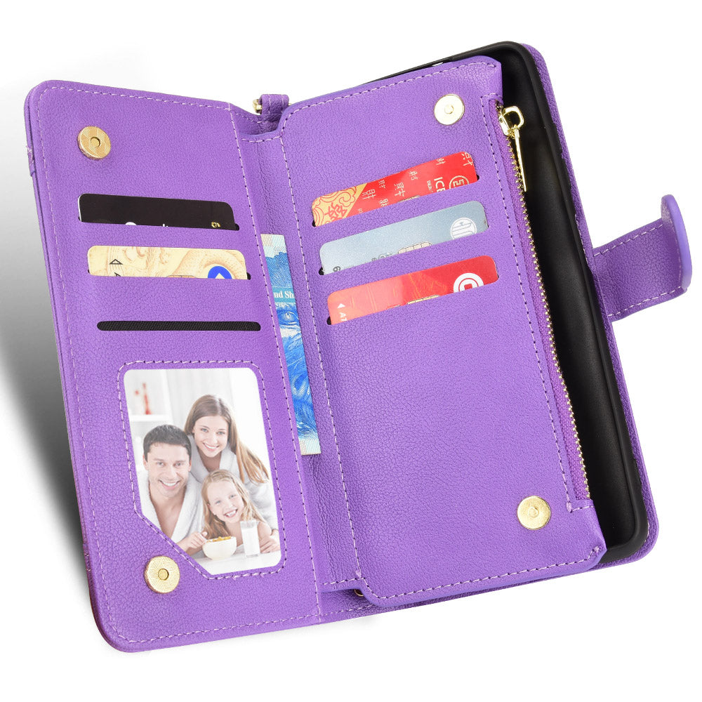 Zipper Pocket Phone Cover for Sony Xperia 10 V , Wallet PU Leather Stand Case
