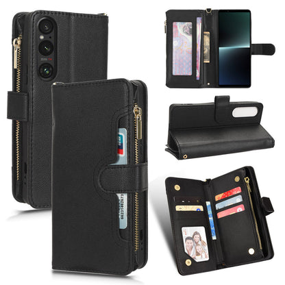 For Sony Xperia 1 V Zipper Pocket PU Leather Phone Case Mobile Phone Wallet Stand Cover