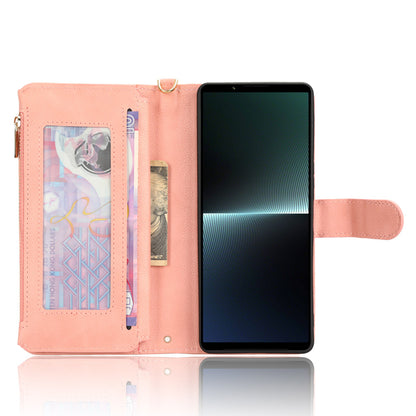 For Sony Xperia 1 V Zipper Pocket PU Leather Phone Case Mobile Phone Wallet Stand Cover