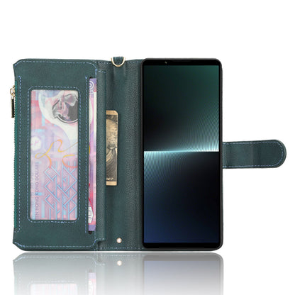 For Sony Xperia 1 V Zipper Pocket PU Leather Phone Case Mobile Phone Wallet Stand Cover