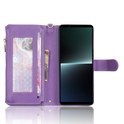For Sony Xperia 1 V Zipper Pocket PU Leather Phone Case Mobile Phone Wallet Stand Cover