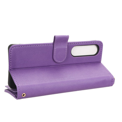 For Sony Xperia 1 V Zipper Pocket PU Leather Phone Case Mobile Phone Wallet Stand Cover