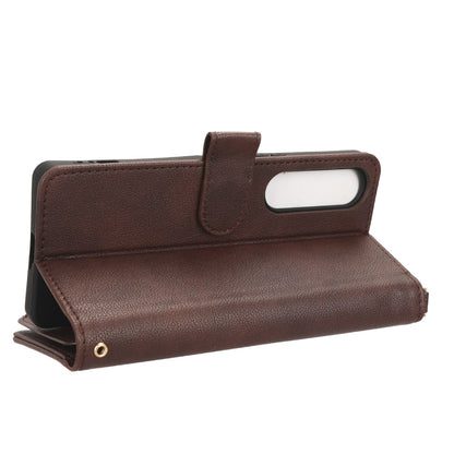 For Sony Xperia 1 V Zipper Pocket PU Leather Phone Case Mobile Phone Wallet Stand Cover