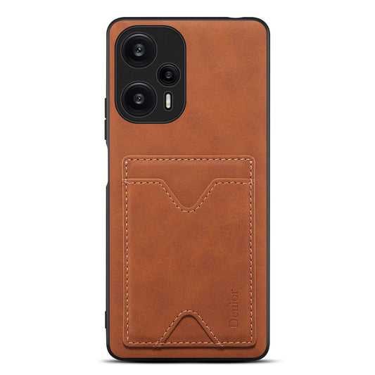 DENIOR Phone Case for Xiaomi Redmi Note 12 Turbo / Poco F5 5G Kickstand Card Holder Leather Coated TPU Cover