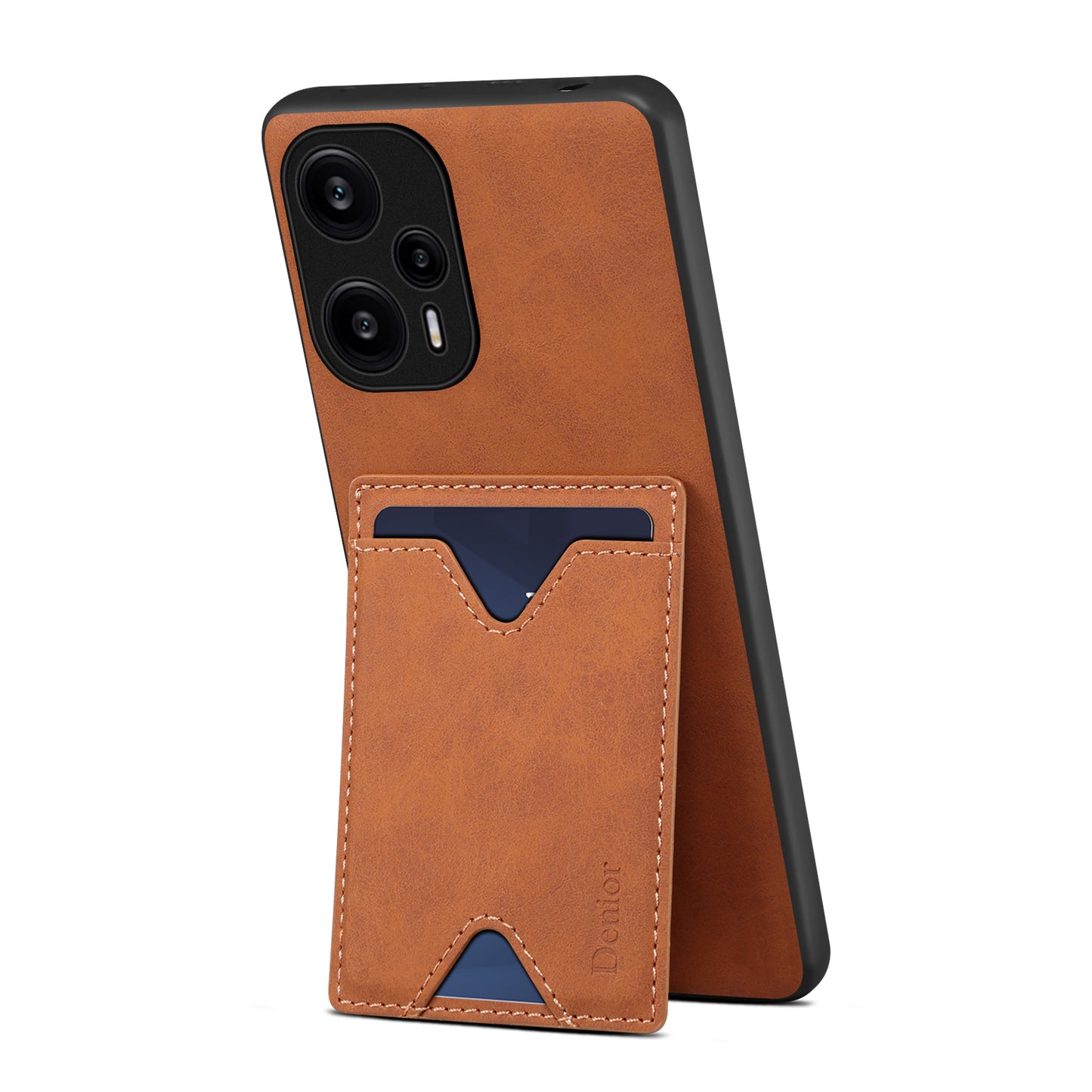 DENIOR Phone Case for Xiaomi Redmi Note 12 Turbo / Poco F5 5G Kickstand Card Holder Leather Coated TPU Cover