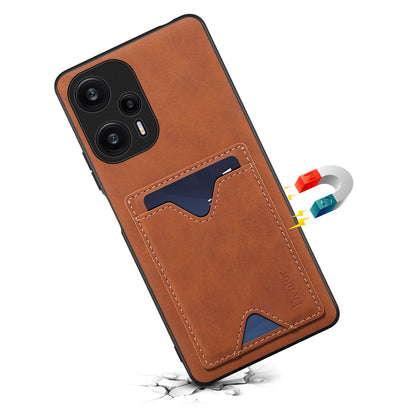 DENIOR Phone Case for Xiaomi Redmi Note 12 Turbo / Poco F5 5G Kickstand Card Holder Leather Coated TPU Cover