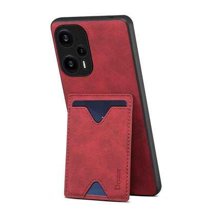 DENIOR Phone Case for Xiaomi Redmi Note 12 Turbo / Poco F5 5G Kickstand Card Holder Leather Coated TPU Cover