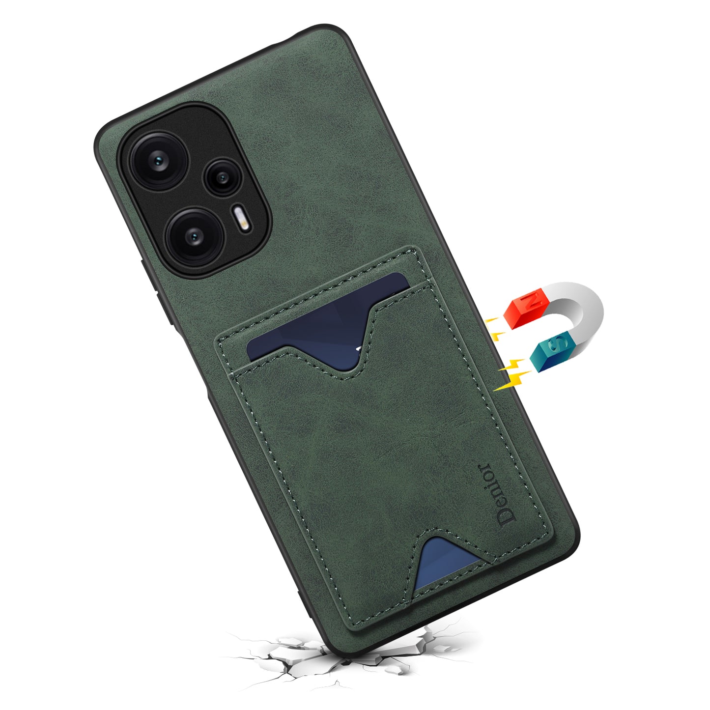 DENIOR Phone Case for Xiaomi Redmi Note 12 Turbo / Poco F5 5G Kickstand Card Holder Leather Coated TPU Cover