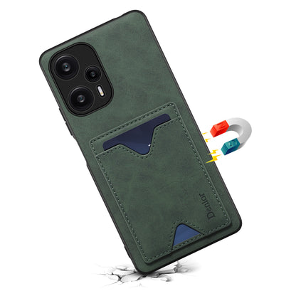 DENIOR Phone Case for Xiaomi Redmi Note 12 Turbo / Poco F5 5G Kickstand Card Holder Leather Coated TPU Cover