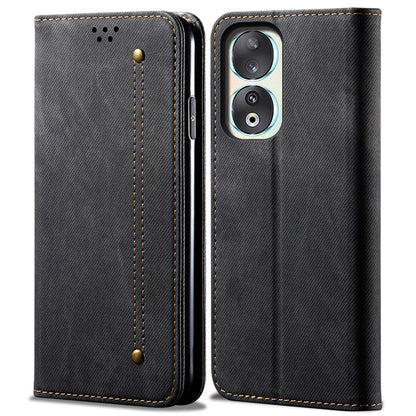 For Honor 90 Pro PU Leather Wallet Case Jeans Cloth Texture Full Protection Stand Phone Cover