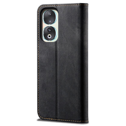 For Honor 90 Pro PU Leather Wallet Case Jeans Cloth Texture Full Protection Stand Phone Cover