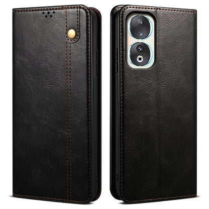 For Honor 90 Wallet Case PU Leather Waxy Crazy Horse Texture Stand Phone Cover
