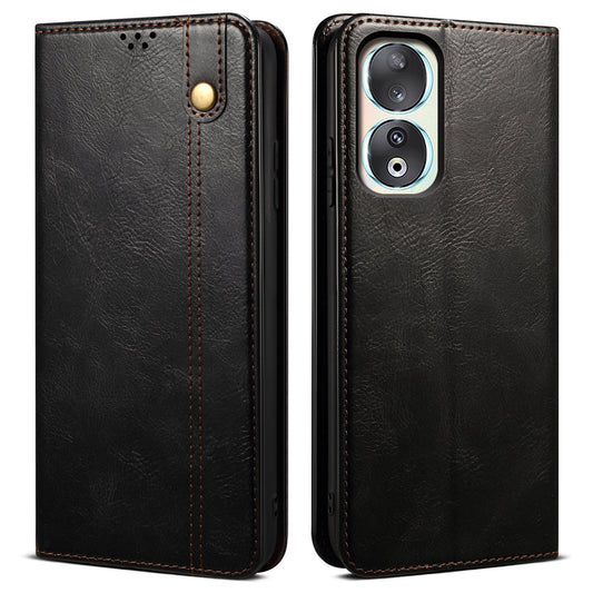 For Honor 90 Wallet Case PU Leather Waxy Crazy Horse Texture Stand Phone Cover