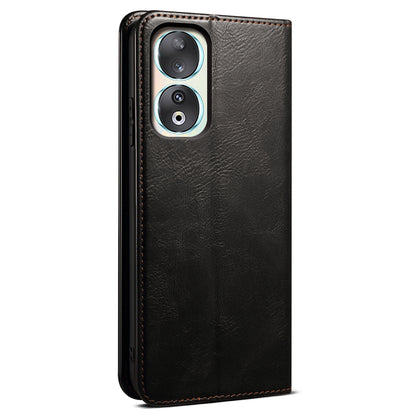 For Honor 90 Wallet Case PU Leather Waxy Crazy Horse Texture Stand Phone Cover