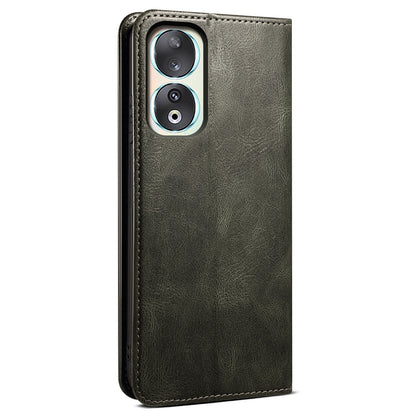 For Honor 90 Wallet Case PU Leather Waxy Crazy Horse Texture Stand Phone Cover