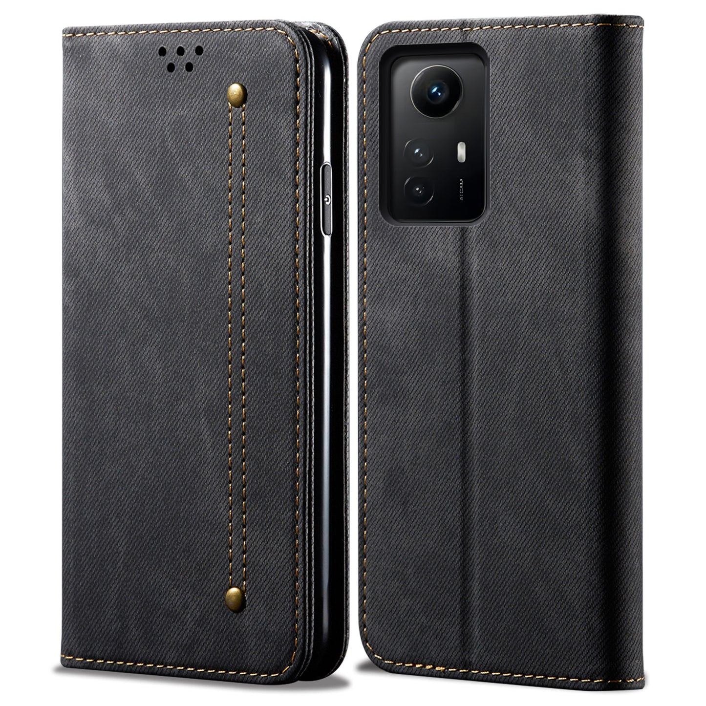 For Xiaomi Redmi Note 12S 4G Jeans Cloth Texture Phone Case PU Leather Stand Flip Wallet Cover
