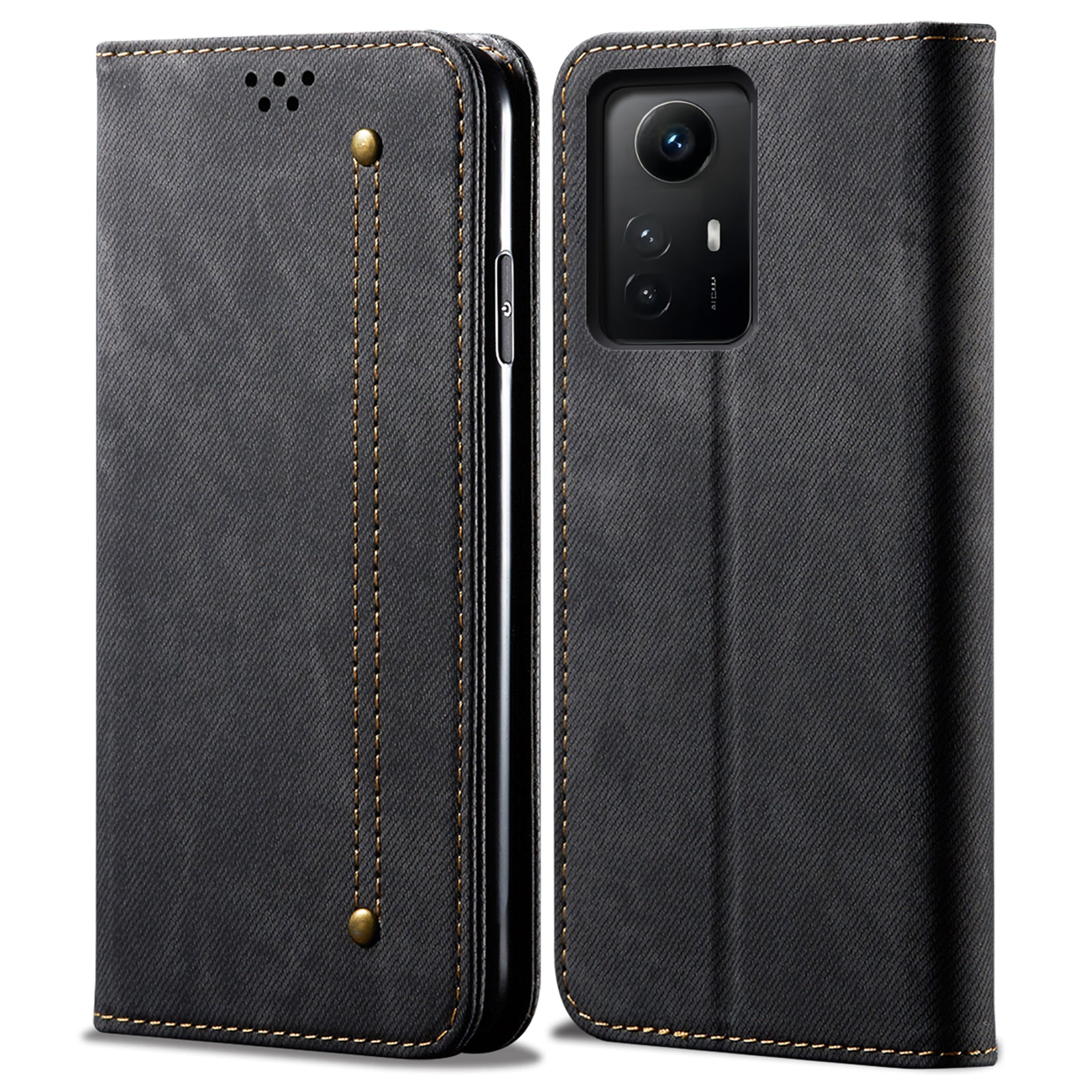 For Xiaomi Redmi Note 12S 4G Jeans Cloth Texture Phone Case PU Leather Stand Flip Wallet Cover