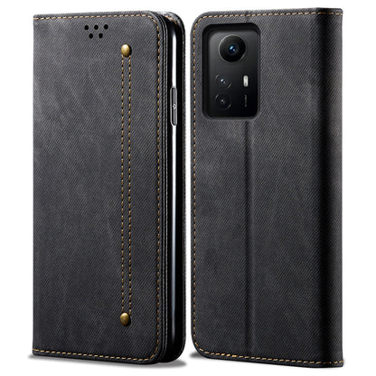 For Xiaomi Redmi Note 12S 4G Jeans Cloth Texture Phone Case PU Leather Stand Flip Wallet Cover
