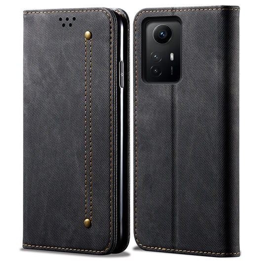 For Xiaomi Redmi Note 12S 4G Jeans Cloth Texture Phone Case PU Leather Stand Flip Wallet Cover