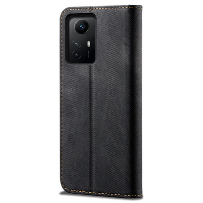 For Xiaomi Redmi Note 12S 4G Jeans Cloth Texture Phone Case PU Leather Stand Flip Wallet Cover