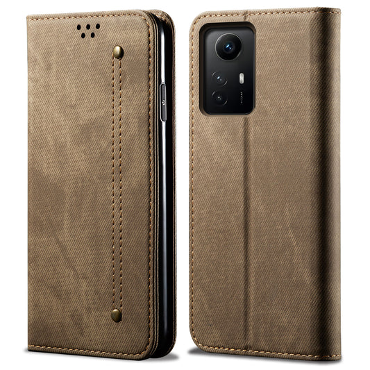 For Xiaomi Redmi Note 12S 4G Jeans Cloth Texture Phone Case PU Leather Stand Flip Wallet Cover