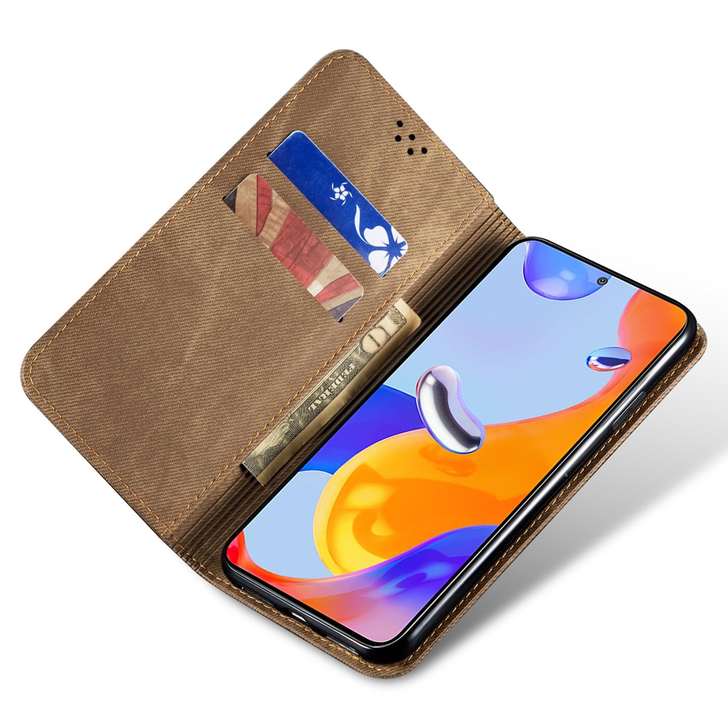 For Xiaomi Redmi Note 12S 4G Jeans Cloth Texture Phone Case PU Leather Stand Flip Wallet Cover