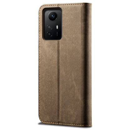 For Xiaomi Redmi Note 12S 4G Jeans Cloth Texture Phone Case PU Leather Stand Flip Wallet Cover