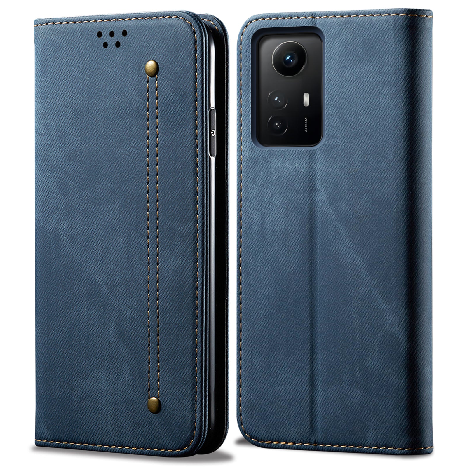 For Xiaomi Redmi Note 12S 4G Jeans Cloth Texture Phone Case PU Leather Stand Flip Wallet Cover