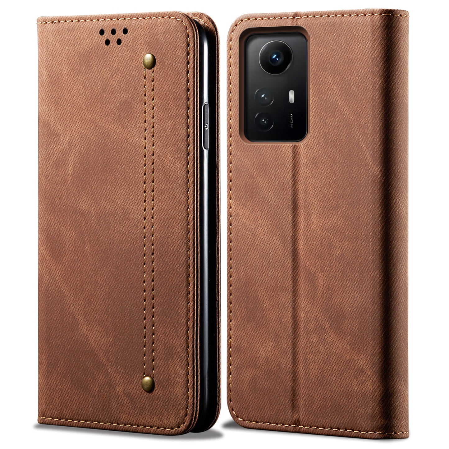 For Xiaomi Redmi Note 12S 4G Jeans Cloth Texture Phone Case PU Leather Stand Flip Wallet Cover