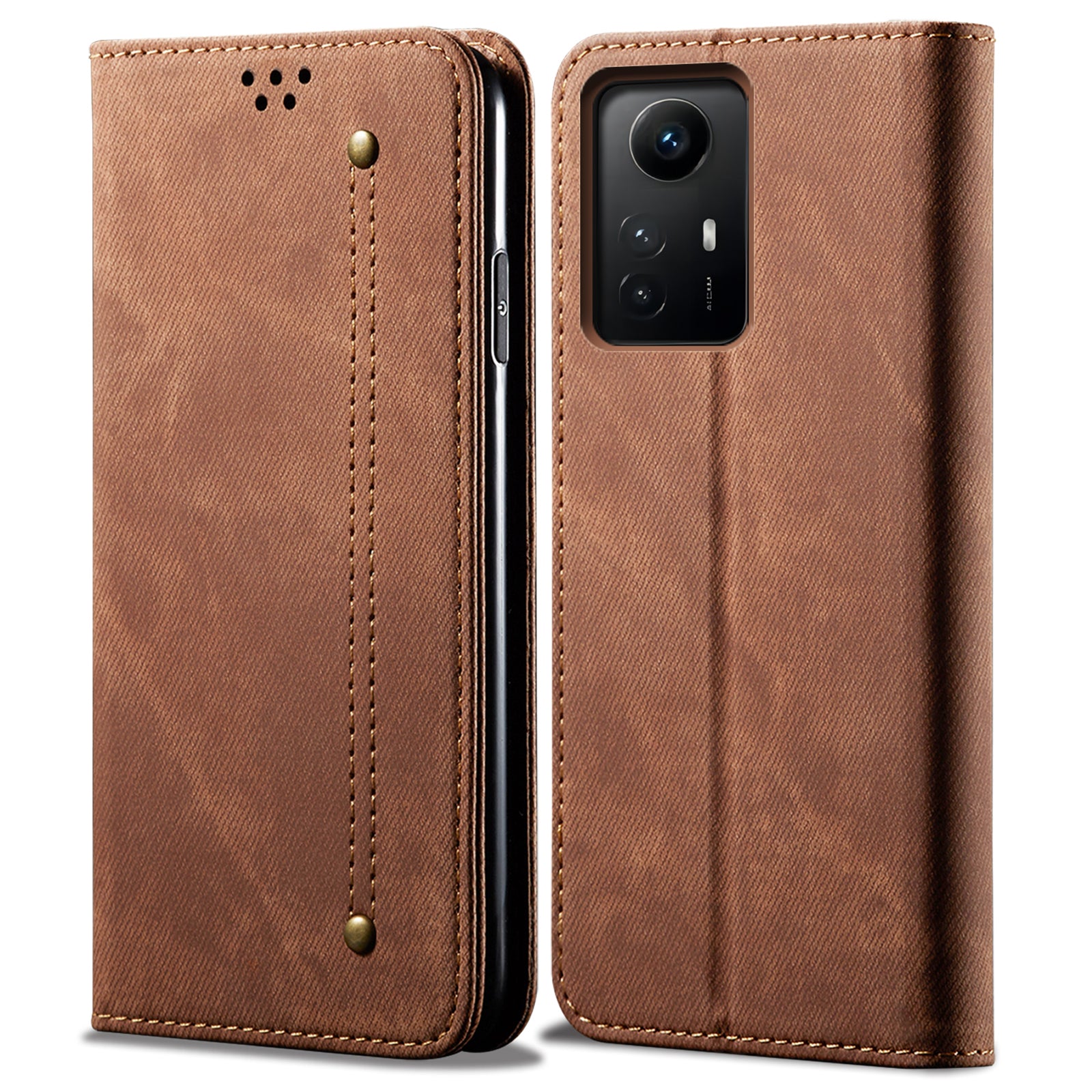 For Xiaomi Redmi Note 12S 4G Jeans Cloth Texture Phone Case PU Leather Stand Flip Wallet Cover