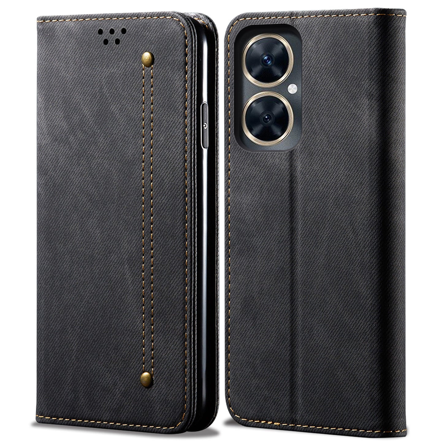For vivo Y78 5G / Y78+ 5G Jeans Cloth Texture Wallet Case PU Leather Flip Stand Phone Cover
