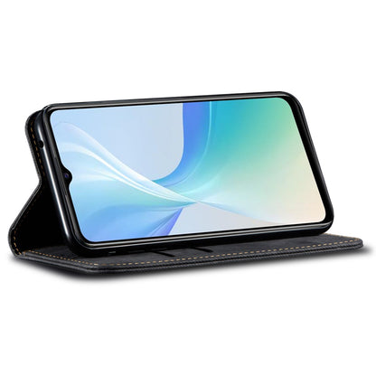 For vivo Y78 5G / Y78+ 5G Jeans Cloth Texture Wallet Case PU Leather Flip Stand Phone Cover