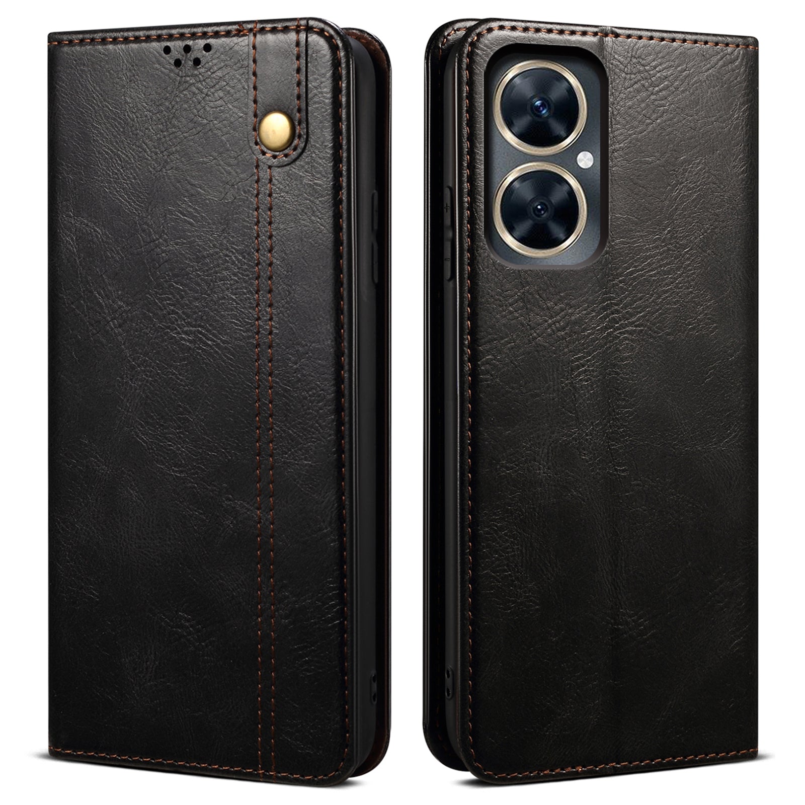 For vivo Y78+ 5G / Y78 5G Leather Phone Case Waxy Crazy Horse Texture Stand Wallet Flip Cover