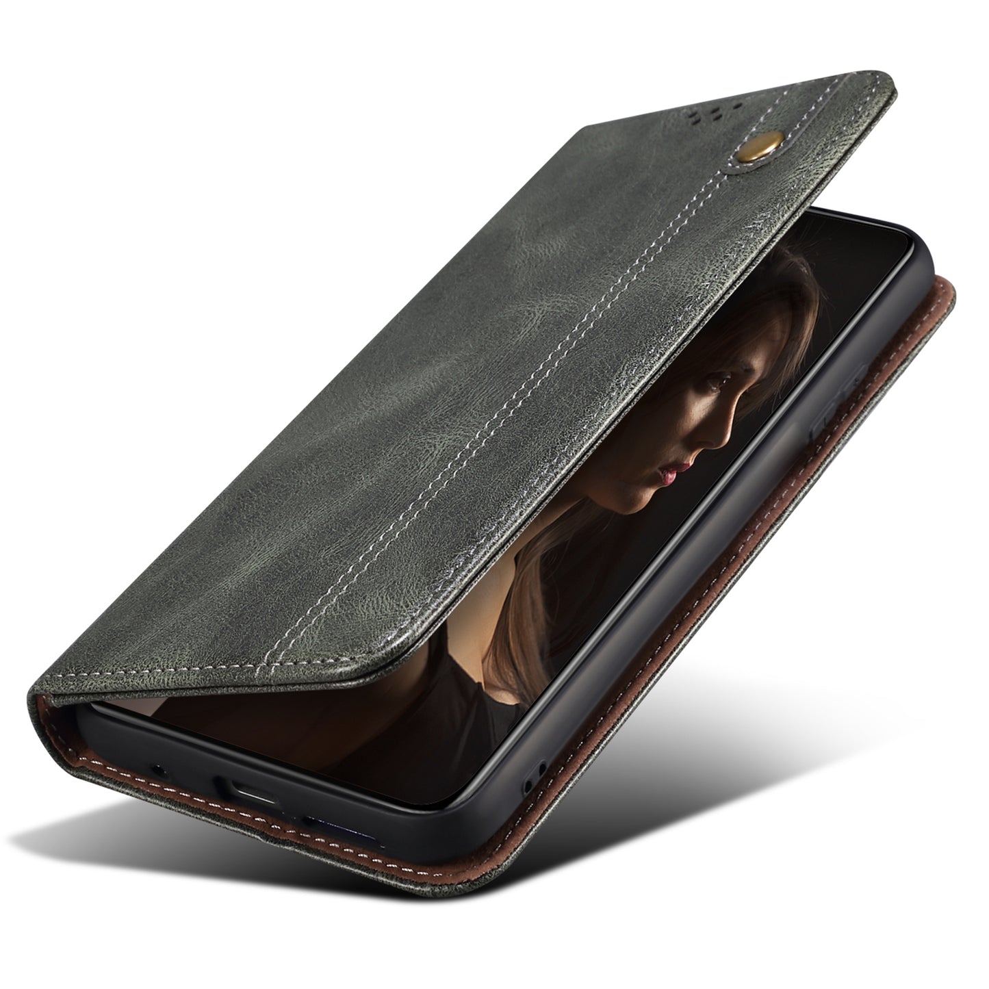 For vivo Y78+ 5G / Y78 5G Leather Phone Case Waxy Crazy Horse Texture Stand Wallet Flip Cover