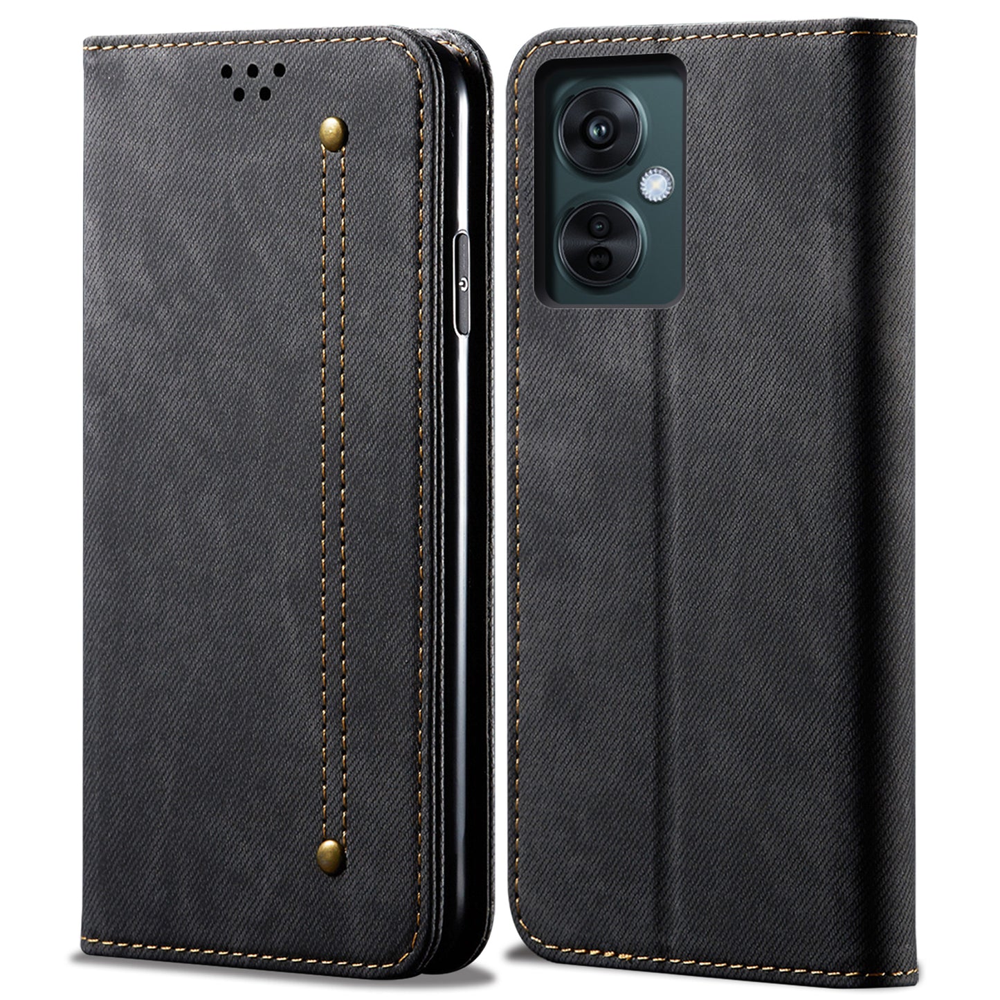 Leather Phone Case for vivo Y78 (China) 5G / Y36 4G / 5G , Jeans Cloth Texture Wallet Stand Magnetic Flip Cover