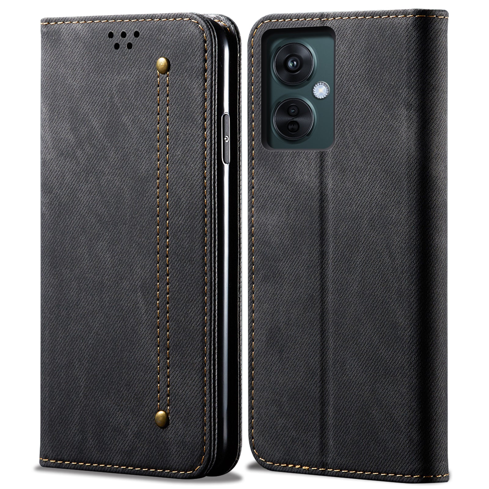 Leather Phone Case for vivo Y78 (China) 5G / Y36 4G / 5G , Jeans Cloth Texture Wallet Stand Magnetic Flip Cover