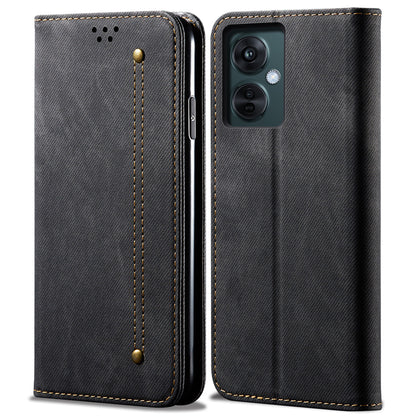 Leather Phone Case for vivo Y78 (China) 5G / Y36 4G / 5G , Jeans Cloth Texture Wallet Stand Magnetic Flip Cover