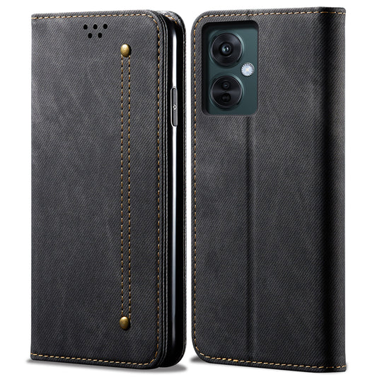 Leather Phone Case for vivo Y78 (China) 5G / Y36 4G / 5G , Jeans Cloth Texture Wallet Stand Magnetic Flip Cover