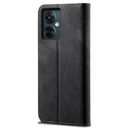 Leather Phone Case for vivo Y78 (China) 5G / Y36 4G / 5G , Jeans Cloth Texture Wallet Stand Magnetic Flip Cover
