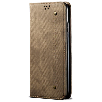 Leather Phone Case for vivo Y78 (China) 5G / Y36 4G / 5G , Jeans Cloth Texture Wallet Stand Magnetic Flip Cover