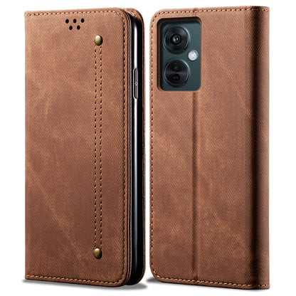 Leather Phone Case for vivo Y78 (China) 5G / Y36 4G / 5G , Jeans Cloth Texture Wallet Stand Magnetic Flip Cover