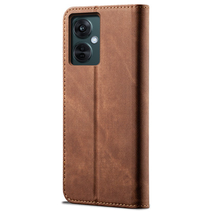 Leather Phone Case for vivo Y78 (China) 5G / Y36 4G / 5G , Jeans Cloth Texture Wallet Stand Magnetic Flip Cover