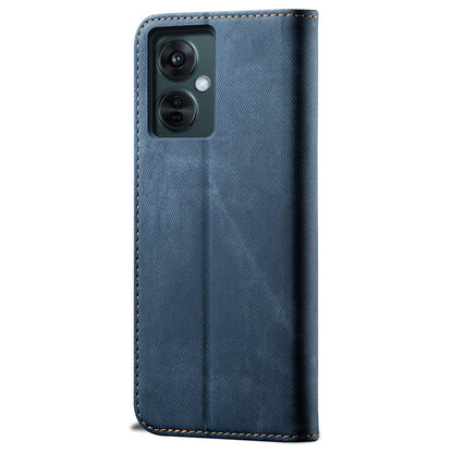 Leather Phone Case for vivo Y78 (China) 5G / Y36 4G / 5G , Jeans Cloth Texture Wallet Stand Magnetic Flip Cover
