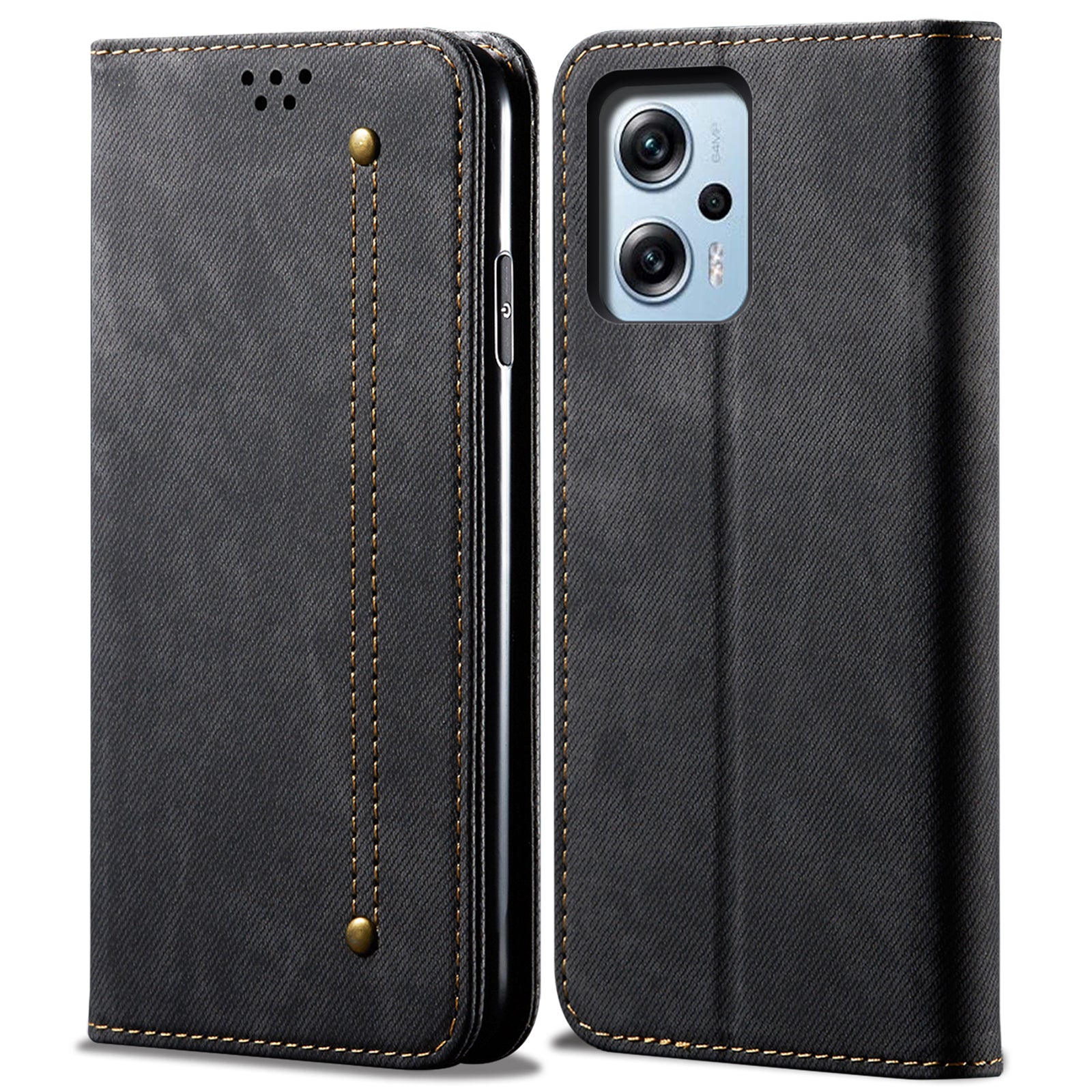 Wallet Phone Case for Xiaomi Redmi Note 11T Pro 5G / Note 11T Pro+ 5G / K50i 5G / Note 12T Pro 5G / Poco X4 GT 5G , PU Leather Jeans Cloth Texture Stand Cover