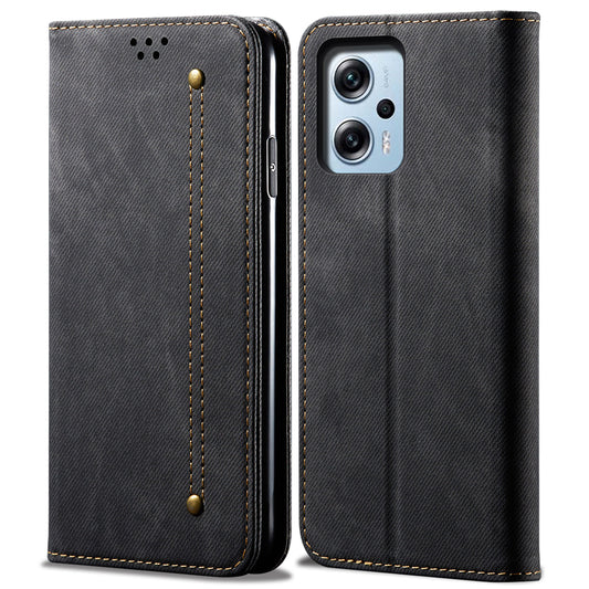 Wallet Phone Case for Xiaomi Redmi Note 11T Pro 5G / Note 11T Pro+ 5G / K50i 5G / Note 12T Pro 5G / Poco X4 GT 5G , PU Leather Jeans Cloth Texture Stand Cover